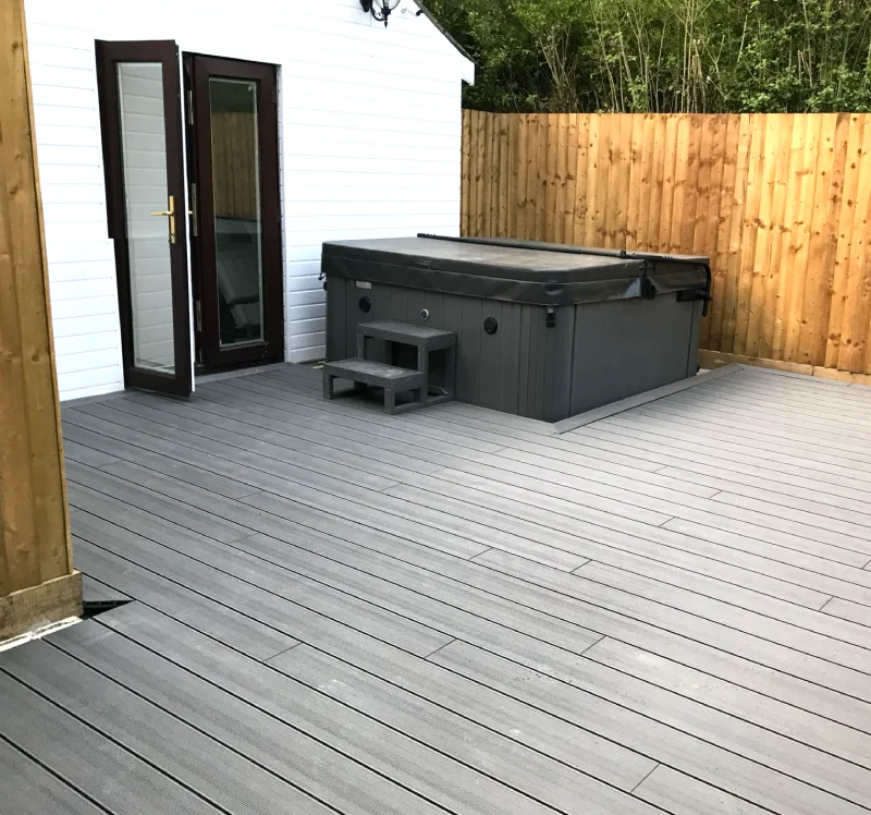 External deck with hot tub installation by SKL