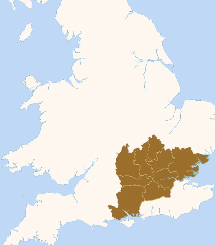 Map showing SKL Construction's service area in South East England